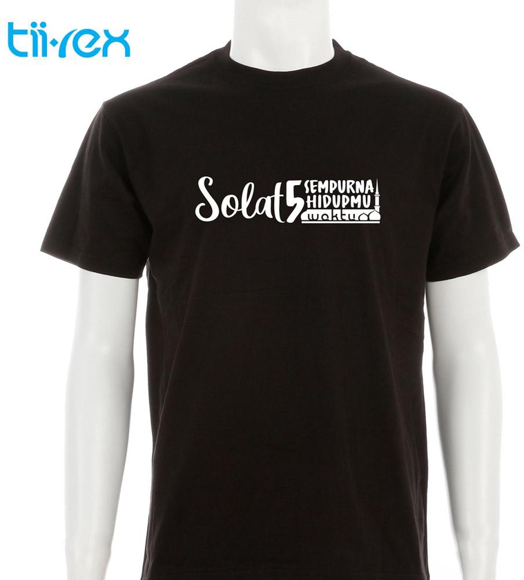 Tii-Rex Muslim Solat 5 Waktu Premium Cotton Casual Wear Short Sleeve Unisex T Shirt - 5 Sizes (Black - White)