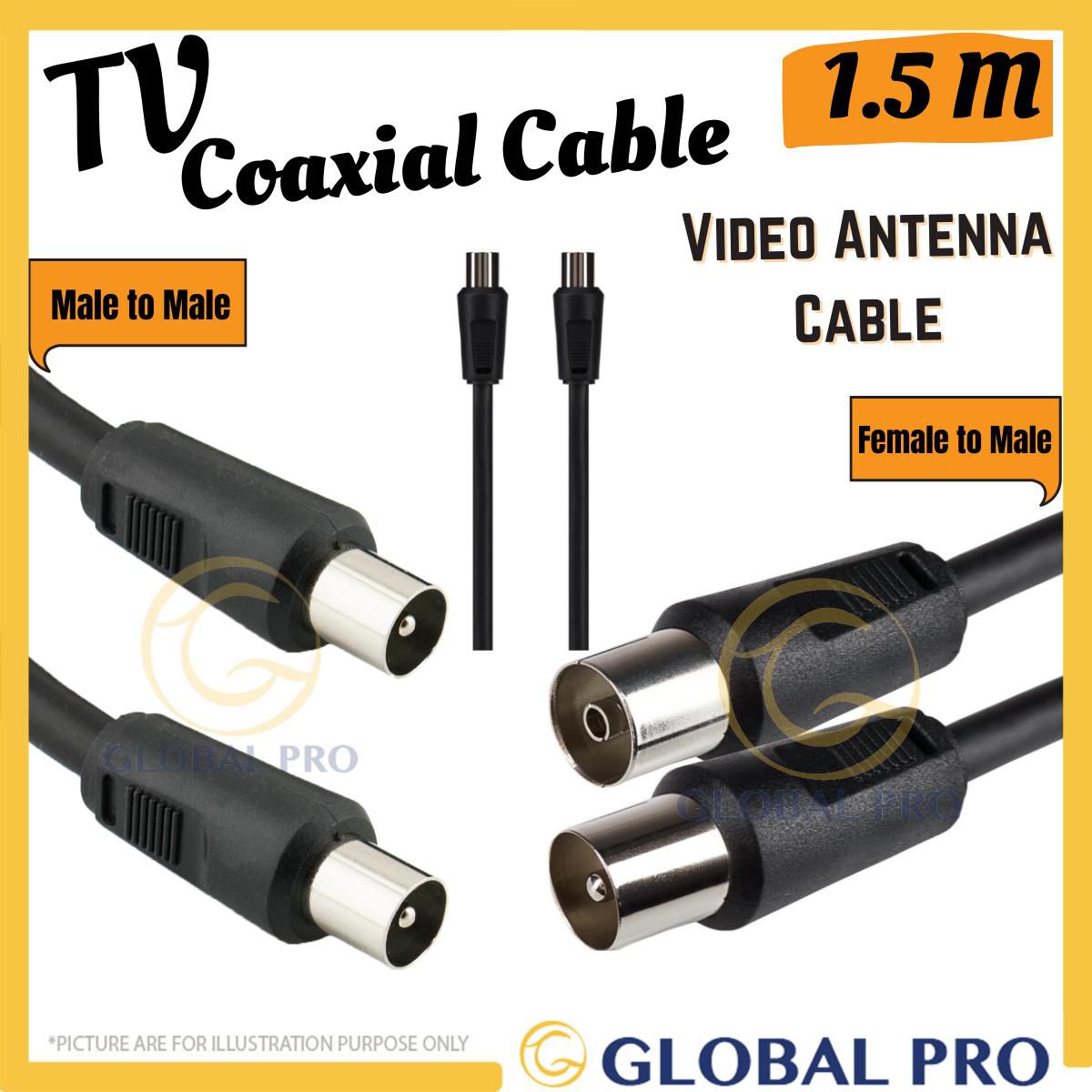 [1.5M] RF TV Coaxial Cable Male to Female/Male to Male Lead/ TV Antenna Audio Video Cable