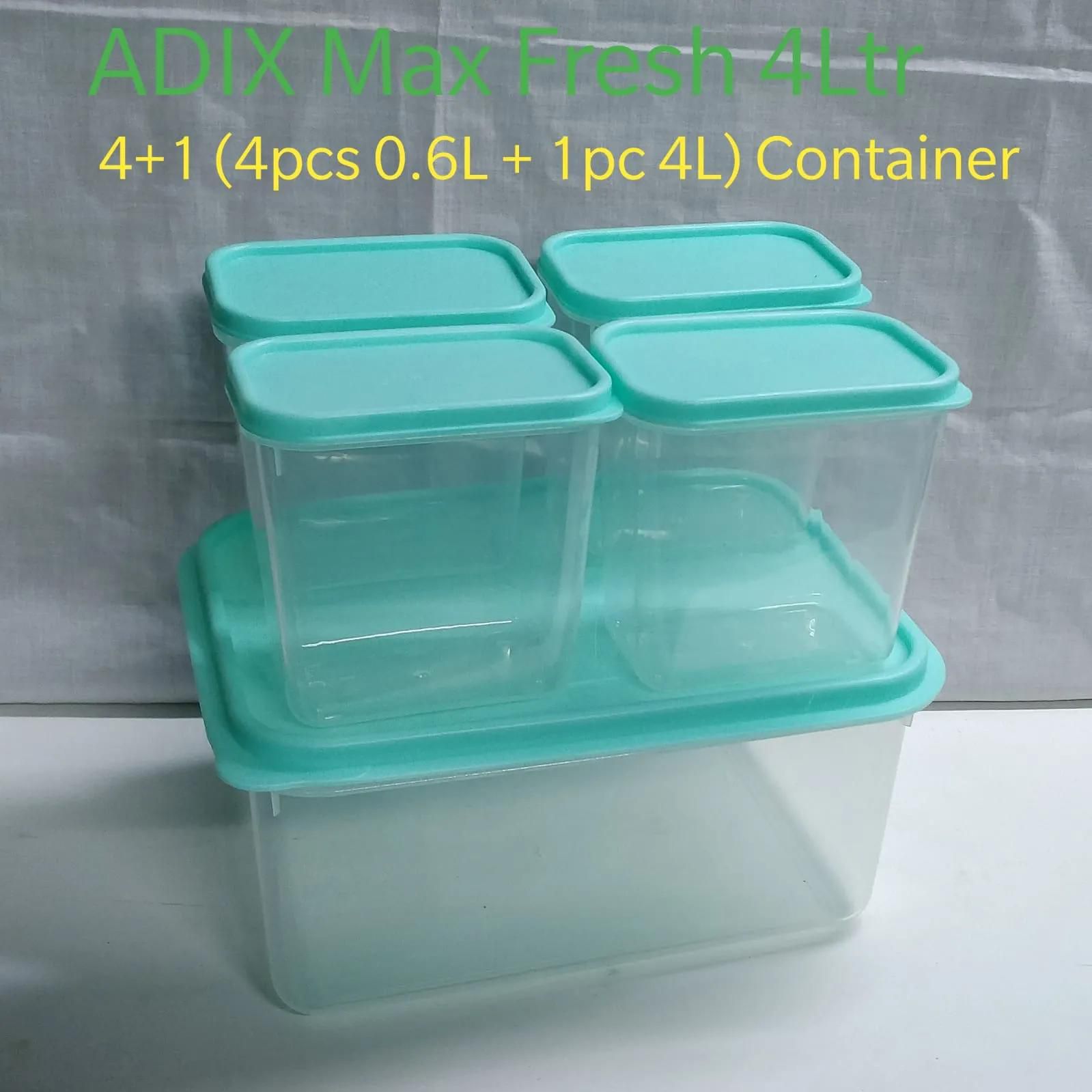 Set of 5pcs ADIX Max fridge kitchen  Fresh storage containers  (1pc-4L+ 4pcs 0.6L)