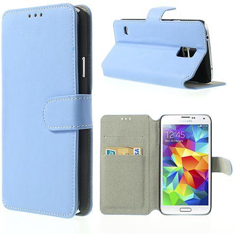 Blue & Screen Guard for Samsung Galaxy S5 G900F South Korea Style Stand Leather Case Accessory