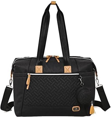 Dikaslon Diaper Bag Tote Waterproof Changing Bag with Changing Mat and Pacifier Holder - Large Maternity Bag for Mom or Dad