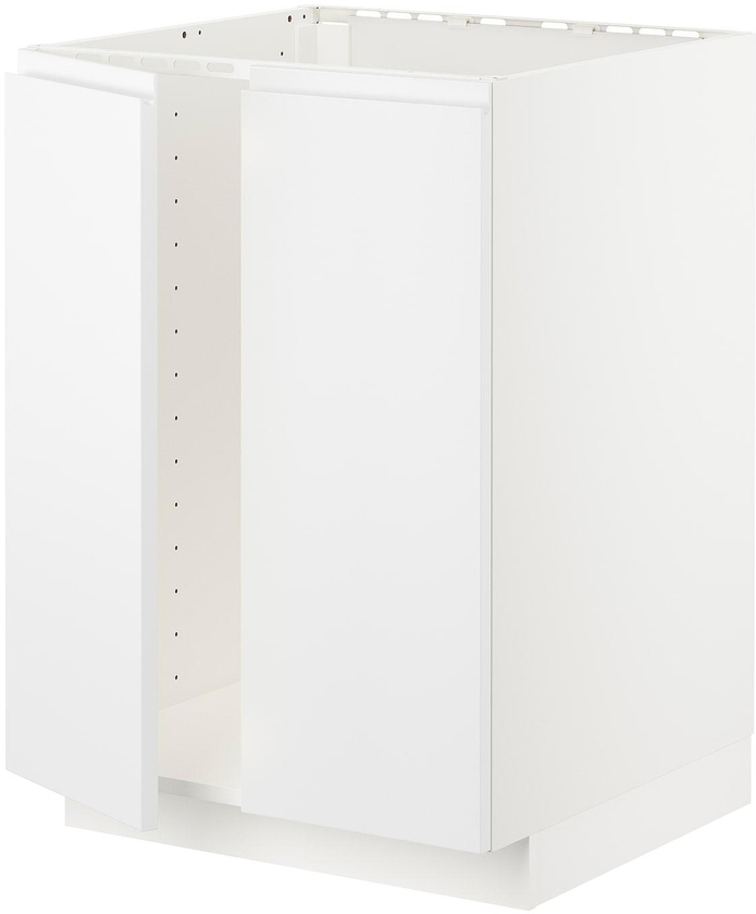 METOD Base cabinet for sink + 2 doors - white/Voxtorp matt white 60x60 cm