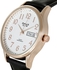Omax Men's White Dial Leather Band Watch - SCZ0136B13