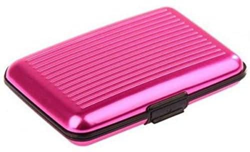 1Pc Unisex Aluminum Waterproof Metal Pocket ID Credit Card Wallet Holder Hot Pink [BTT]_ with two years guarantee of satisfaction and quality