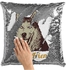 Dog Themed Sequin Decorative Throw Pillow White/Silver/Brown 40x40cm
