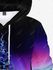 Plus Size Christmas Tree Printed Ombre Flocking Lined Pullover Hoodie with Pocket - Xl
