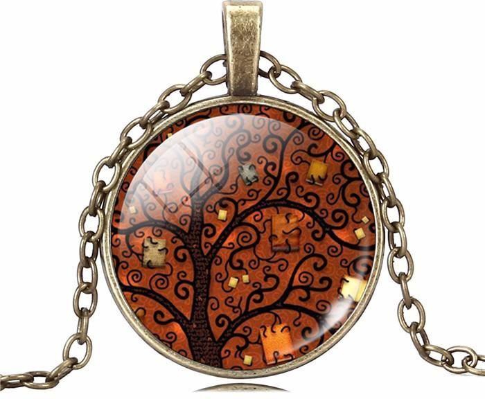 Necklace gleaming glass drawing color tree Bna- Model 2061