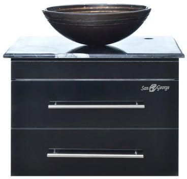 3-Piece Vanity Sink With Storage Cabinet Black/White