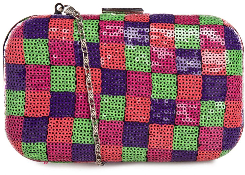 WK Accessorie 80109 Chess Clutch for Women - Pink/Green