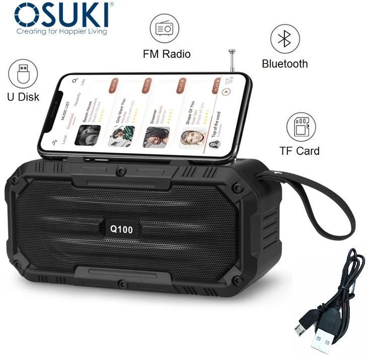 Osuki FM Radio Bluetooth Speaker Rechargeable USB MP3 Player (Black)