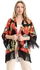 eezeey Colorful Tropical Floral Kimono With Fringes - Black & Red