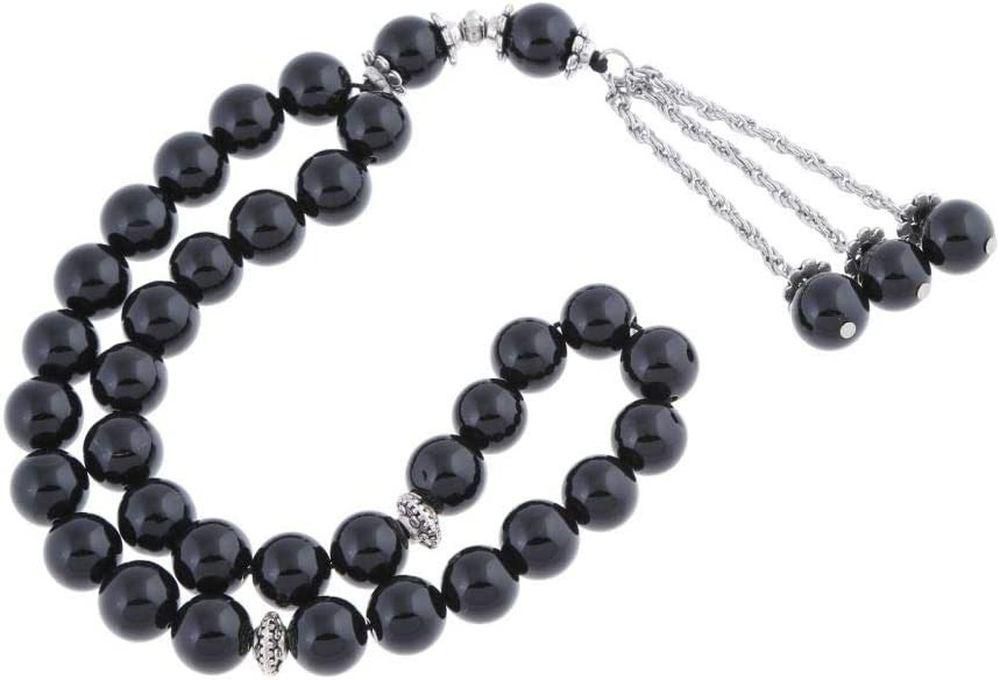 Bearish Unisex Black Gemstone Prayer Beads