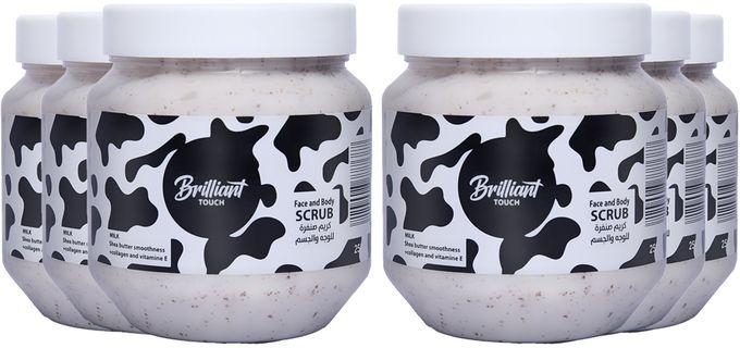 Brilliant Touch صنفرة الوجه والجسم 6 قطع 250ملل ببروتين الحليب