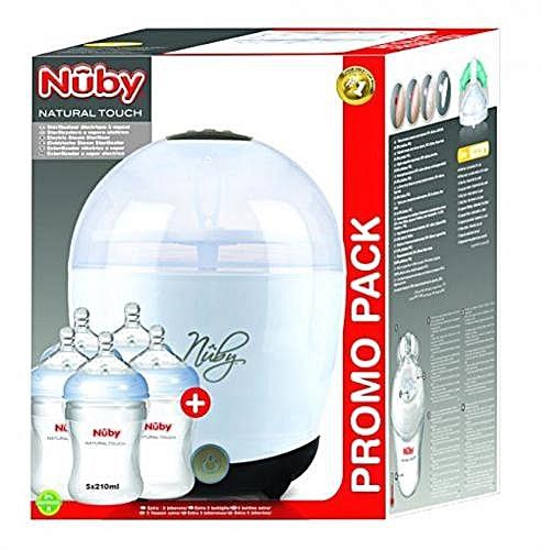 Nuby Sterilizer Electric Bottle + 5 FREE Bottles - White
