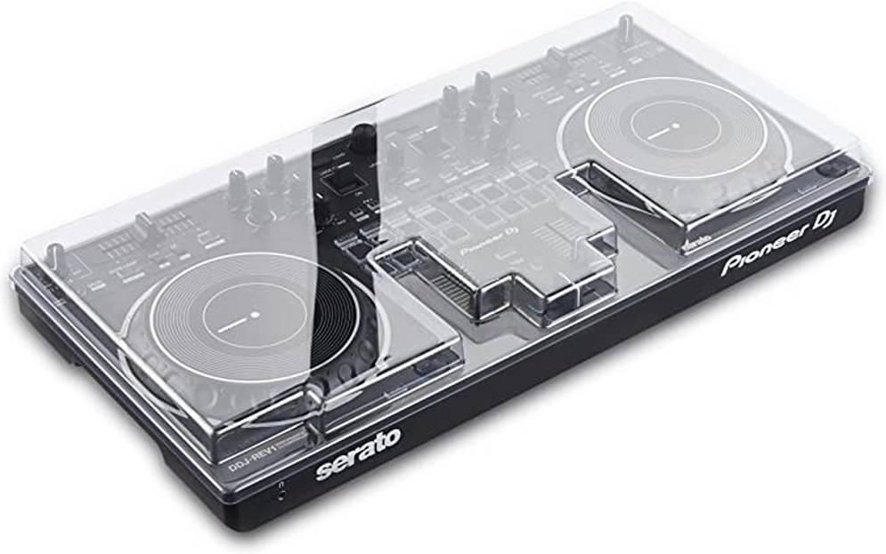 Decksaver LE Cover for Pioneer DDJ-REV1, Tough Polycarbonate Shell, Custom-Molded Fit, Shields Delicate Jog Wheels and Controls, Covers while Leaving Cables in Place, Smoked/Clear | DS-PC-DDJREV1