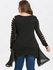 Plus Size Spider Web Printed Hollow Out Ripped Sleeves Asymmetrical T-shirt - L | Us 12