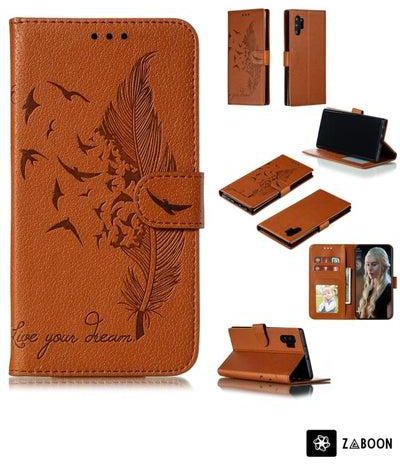 Feather Pattern Litchi Texture Horizontal Flip Leather Case with Wallet & Holder & Card Slots Protective Case For Galaxy Note 10 +