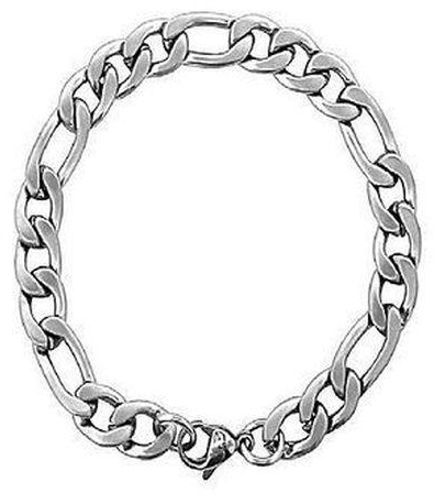 Stainless Steel Brushed Finish Figaro Chain Bracelet