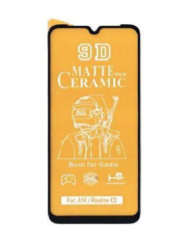 9D Ceramic Matte Screen Protector For Oppo A1k/Realme C2 - Black Frame
