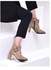 LIFESTYLISH Buckle Medium Heel Zipper Leather Ankle Boots For Women - Beige