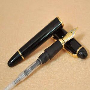 قلم رجالي باللون الأسود وبريشة باللون الذهبي من جينهاو