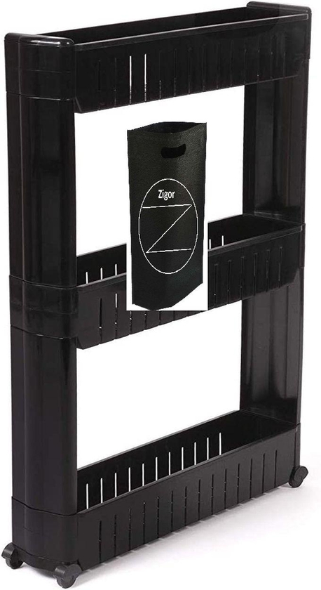 Slide Out Storage Tower - 3 Tiers Black+zigor Special Bag