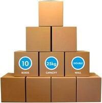 Markq [10 Pack] Medium Double Wall 100% Recyclable Corrugated Cardboard Moving Boxes with 25 KG Capacity, 45 x 45 x 45 cm Brown Carton for Packaging, Shipping and Storage, 5 ply