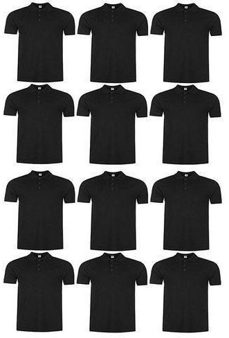 Men's Plain Polo T-Shirt 12 In 1 Short-Sleeve-Black