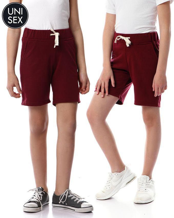 Kady Kids Elastic Waist Solid Shorts - Maroon