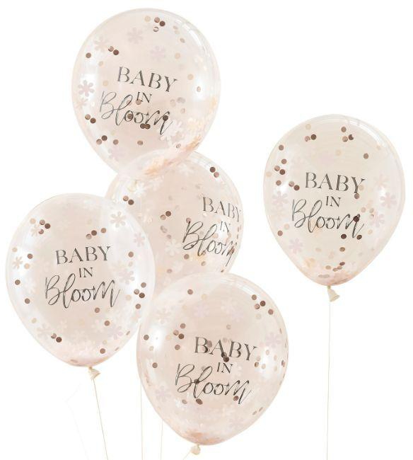 Rose Gold Baby Shower Confetti Balloons