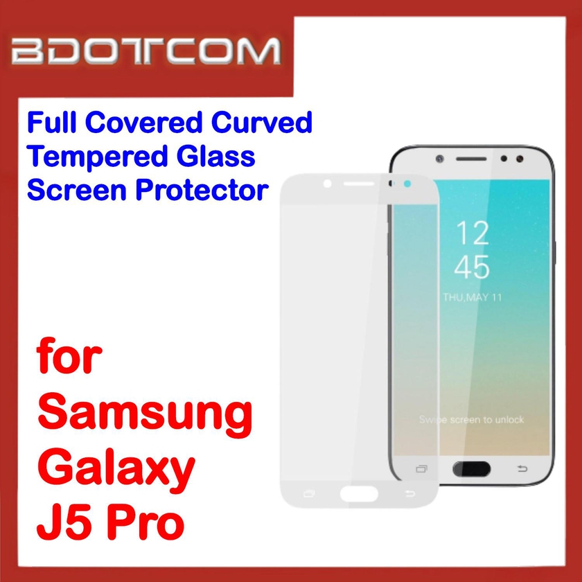 Bdotcom Full Covered Glass Screen Protector for Galaxy J5 Pro (White)