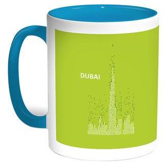 Abstract Drawing - Dubai Towers Printed Coffee Mug Turquoise/White