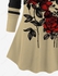 Plus Size Rose Flowers Leaf Colorblock Print Raglan Sleeve T-shirt - 6x