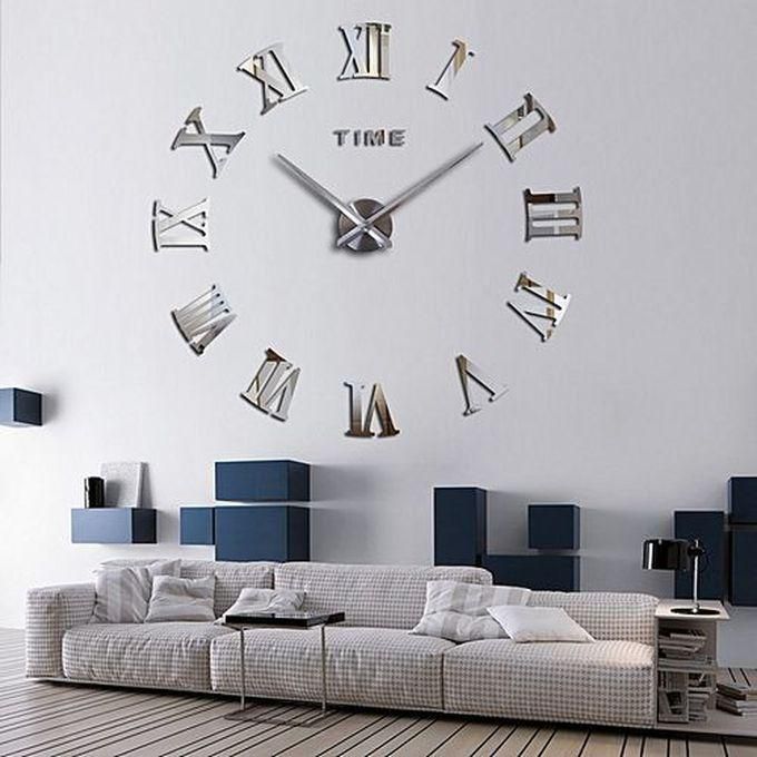 Large 3D Roman Sticker DIY Wall Clock- 120cm