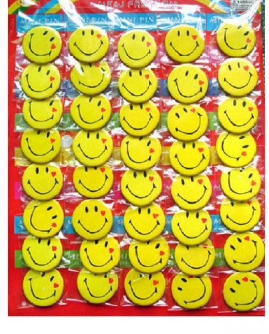 As Seen on TV Mini Metal Smiley Face Button Pins - 48 Pcs