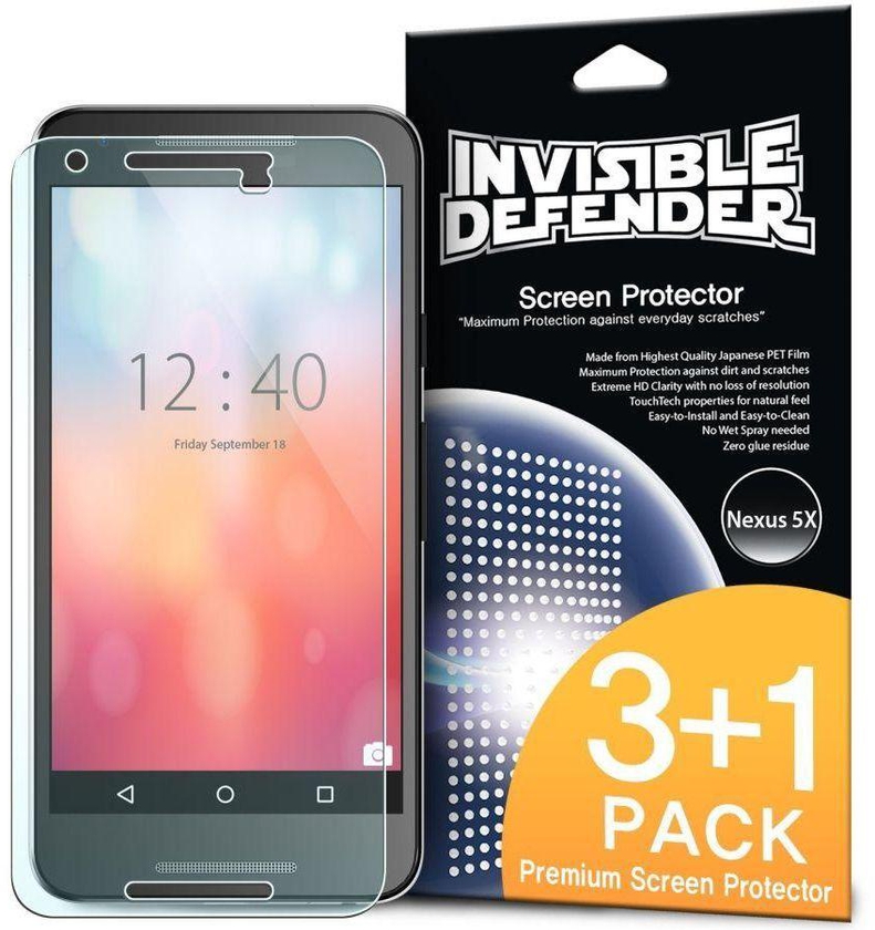 Rearth Invisible Defender Pack of 4 HD Clarity Screen Guard for Google Nexus 5X
