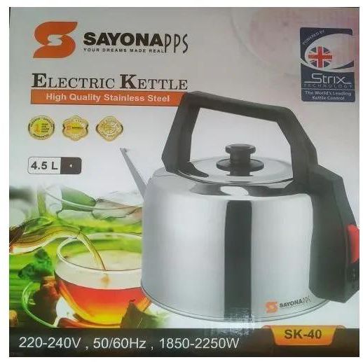 Sayona High Quality STAINLESS Electric Kettle With Auto Shut  off  it provides fast heat-up from any standard outlet and the auto shut-off function helps keep it from boiling dry