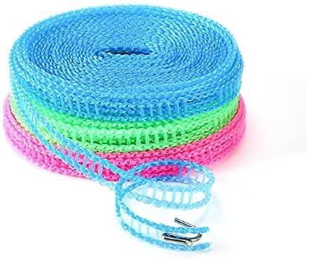 3 Pack of ALINNA Adjustable Nylon Clothesline Pink Blue Green Colors Windproof Clothes Drying Rope Travel Clothes Line Portable Laundry Line for Indoor Outdoor Camping Home Hotel(5m/16.4ft)