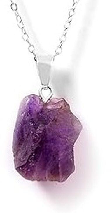 Sherif Gemstones Natural Raw Violet Amethyst Amethyst Stone Necklace Chain
