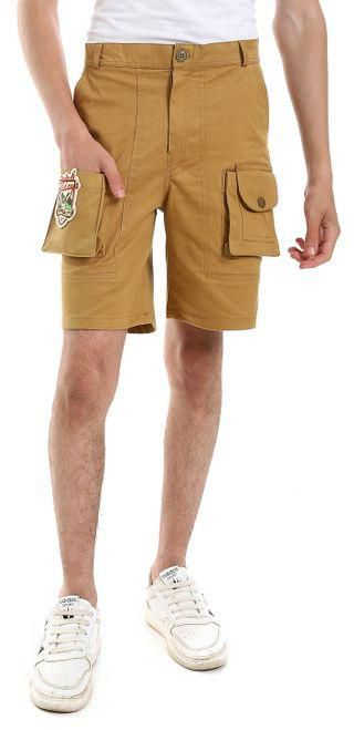 Bongo Solid Pattern With Front Pockets Boys Short - Fawn Beige