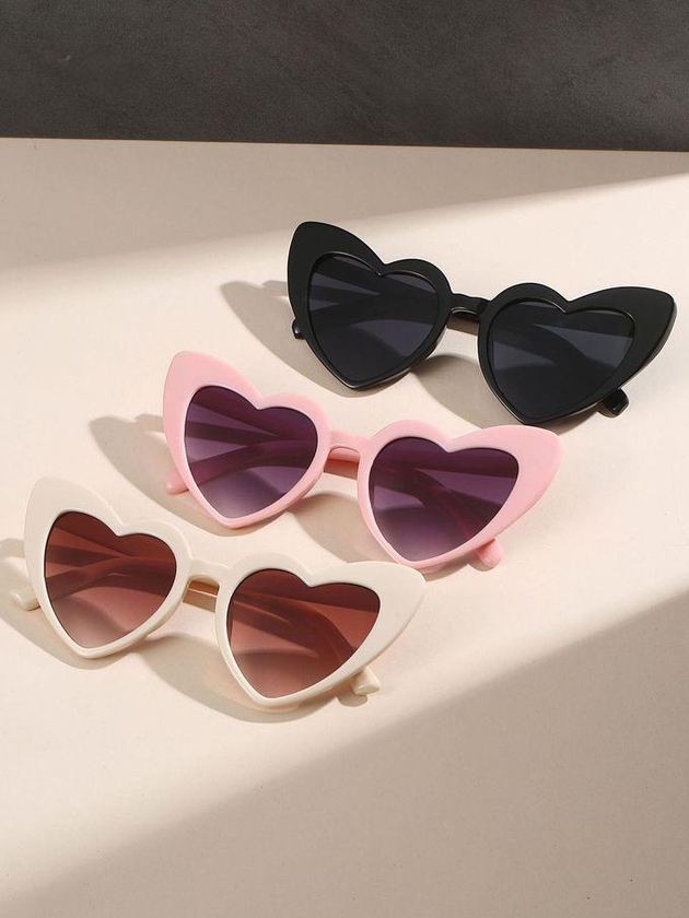 SHEIN 3pairs Heart Frame Sunglasses Fashion Sunglasses
