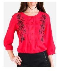 Giro 3/4 Sleeves Floral Blouse - Red