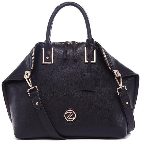 Zeneve London 63T11 Zipped Classic Tote Bag for Women - Black