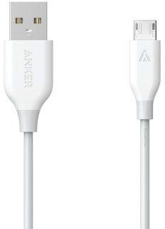 Micro Usb Cable For Samsung 6s by Anker, White,A8133021