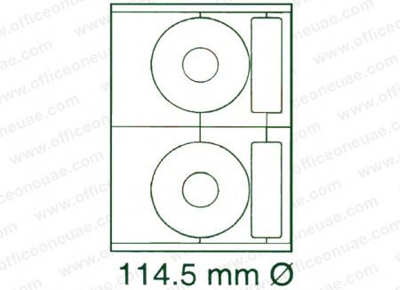 xel-lent 2 CD labels/sheet, Matt, diameter 114.5 mm, 100 sheets/pack, White matt