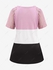 Plus Size Colorblock Lace Trim Buttons Hollow Out Sleeves T-shirt - 3xl