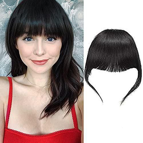 Clip Bangs Human Hair Extension 10A Wispy Hair Bangs with Temple 1b Black  Colour price from amazon in UAE - Yaoota!