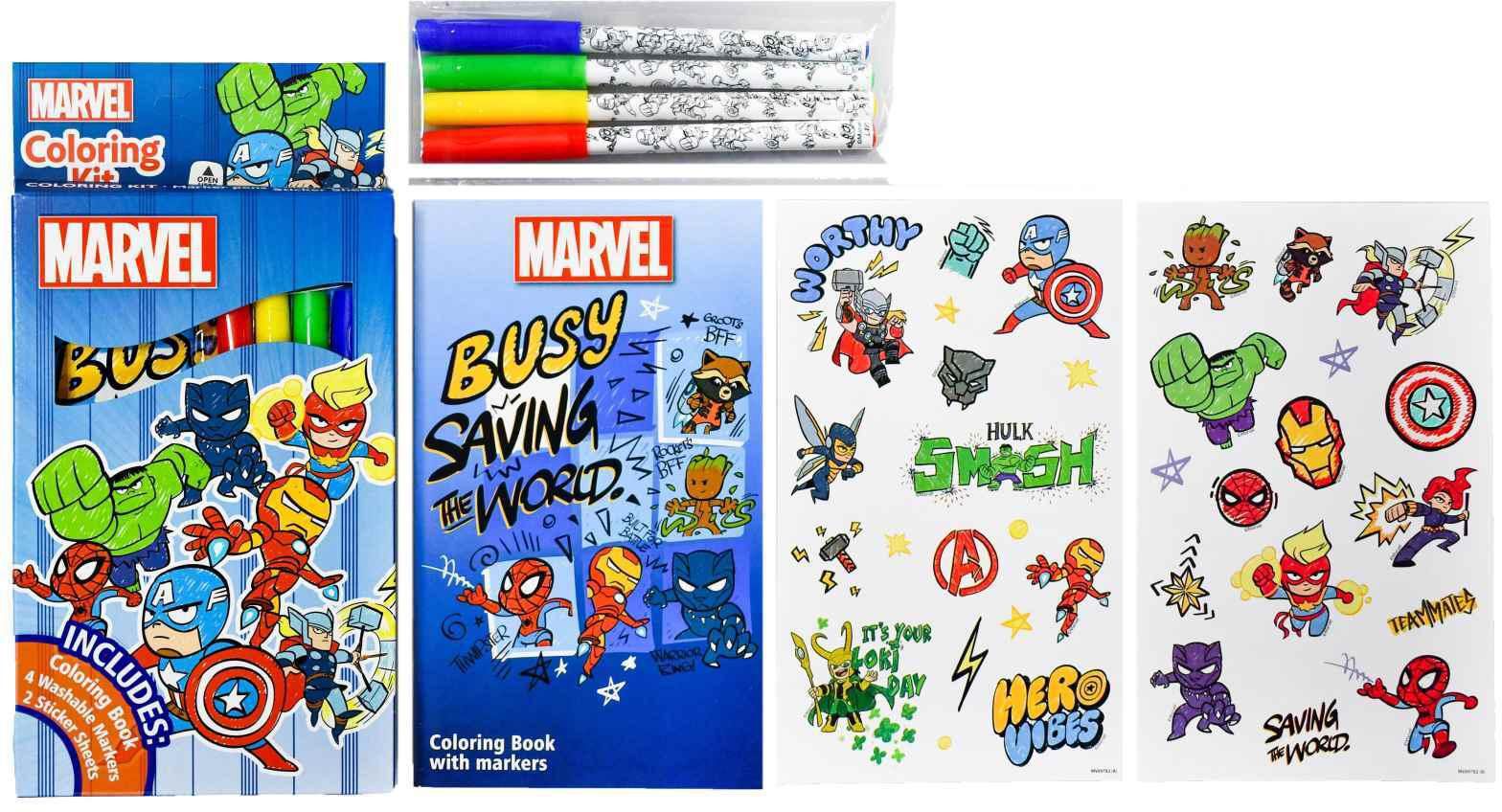Marvel Avengers Colouring Kit With Colouring Book, 4 Washable Markers And 2 Sticker Sheets