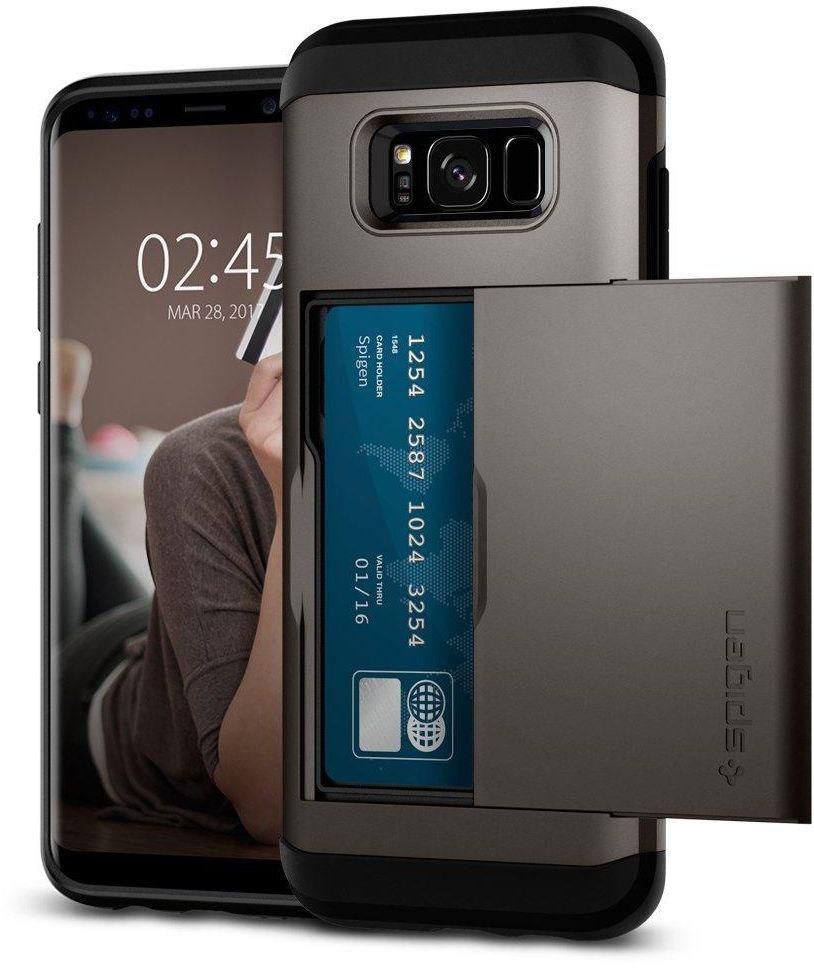 Galaxy S8 Case, Spigen with Slim Dual Layer Wallet Design and Card Slot Holder Slim Armor CS Gunmetal