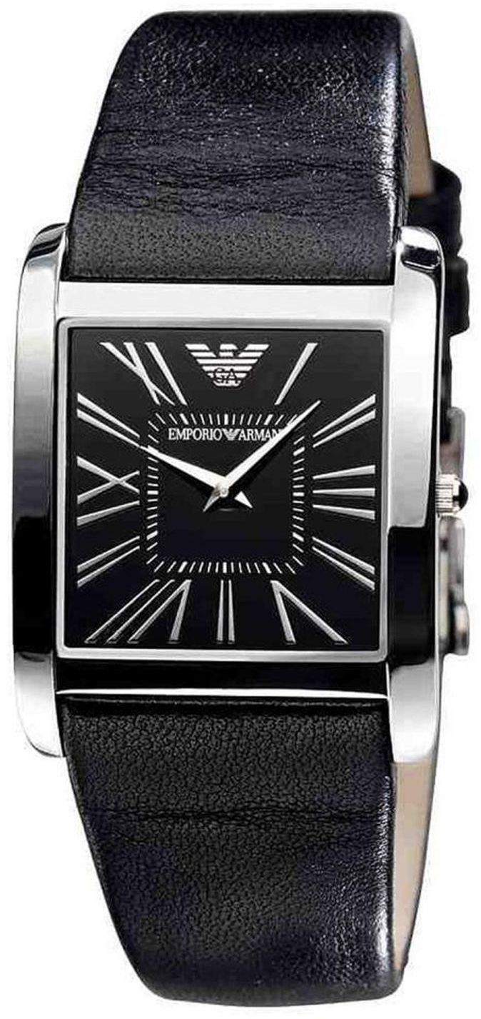 Emporio Armani Unisex Black Dial Leather Chronograph Watch